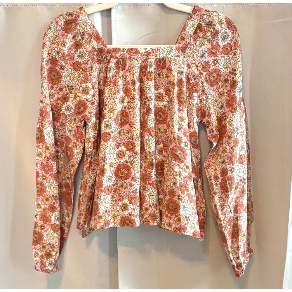 Levis Youth Girl Top 13 Floral Square Neck 70s Retro Boho Hippie Groovy 20503
